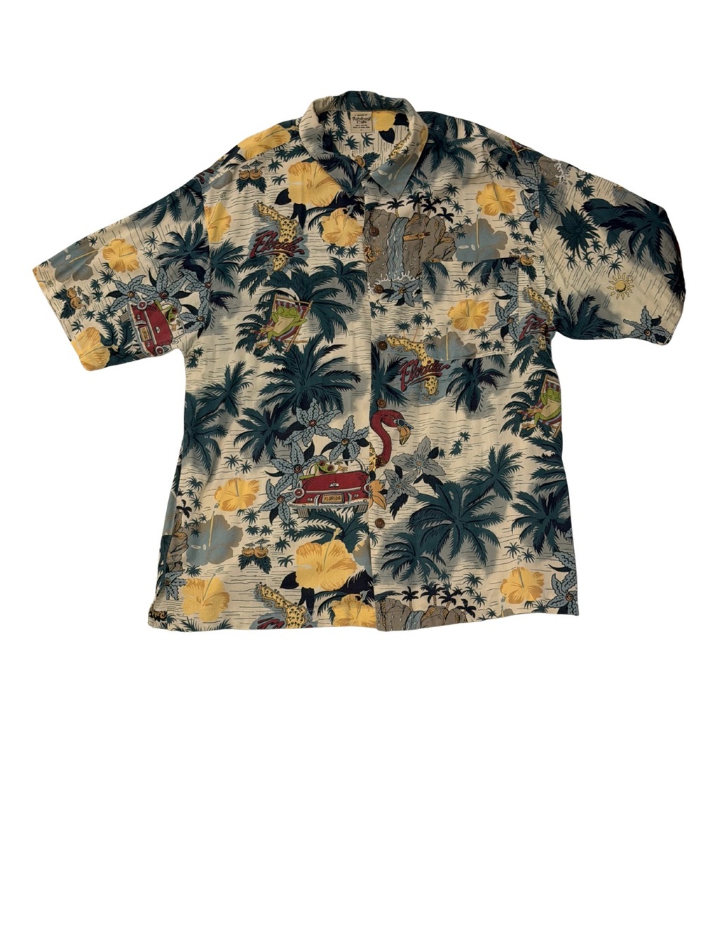 Rainforest Cafe Tropical Print Short-Sleeve Resort Shirt Mens Large